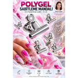 6'lı Paslanmaz Çelik Polygel Sabitleme Mandalı Mandalları 4 cm Protez Tırnak Üst Form Kalıp Sabitleyici Kıskaç Seti 723741