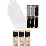 6'lı Penye Beyaz Erkek Atlet-6'lı Likra Boxer-6'lı Bambu Kısa Çorap Takım - 3XL
