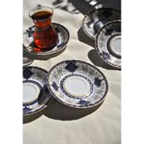 6'lı Porselen Çay Tabağı Altın İşlemeli Gold 12 Cm Çay Tabak Seti - Parya
