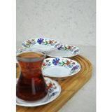 6'li Porselen Çay Tabağı Lale Motifli Osmanlı Deseni - Standart