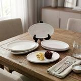 6'Lı Porselen Küçük Boy Oval Tabak Seti - Minimalist Beyaz Sunum Tabağı Kahvaltılık Mezelik Ve Sosluk Servis Takımı (16 X 9,7 X 2,2 Cm)