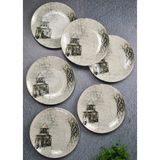 6'lı Porselen Mezopotamya Servis Tabağı 23 Cm- Tatlı Pasta Sunum