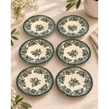 6'Lı Porselen Velour Green Çay Tabağı
