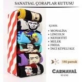 6'lı Sanatsal Portre Çoraplar Kutusu - 37 - 44 - Çok Renkli