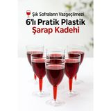 6’lı Şeffaf Plastik Şarap Kadehi – Düğün, Parti ve Davet Sunumlarına Uygun Bardak - 6 Adet