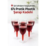 6’lı Şeffaf Plastik Şarap Kadehi – Düğün, Parti ve Davet Sunumlarına Uygun Bardak KLNT-KP-RBK-R150C