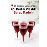 6’lı Şeffaf Plastik Şarap Kadehi – Düğün, Parti ve Davet Sunumlarına Uygun Bardak