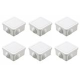6'Lı Set Beyaz Kare Buat Kutusu 85X85 Mm Pvc Duvar İçi Kablo Bağlantı Kutusu Elektrik Ek Kutusu