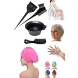 6'lı Set Havlu Bone+boyama Kabı Fırçalar+şeffaf Bone+eldiven+pelerin+tarak Evde Bakım Seti
