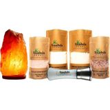 6lı Set- Himlaya Tuz Lambası 4-5kg-Çankırı ve Himalaya Kristal Kaya Tuzu ve Seramik Seti - 1,95 kg