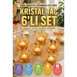 6'lı Set Kristal Taç Mumluk Gold OPH-001445