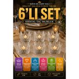 6'lı Set Kristal Taç Mumluk Şeffaf OPH-001441