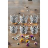 6'lı Set Kristal Taç Mumluk Şeffaf