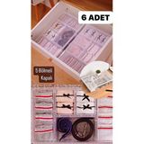 6'Lı Set Luna Kapaklı Çekmece Içi Düzenleyici 6 Adet Çorap Çamaşır Kutusu Lego Hobi Saklama Kabı