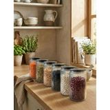 6'lı Set Metal Vakum Kapaklı Cam Saklama Kabı 1500 ml - 1,5 lt - Şeffaf