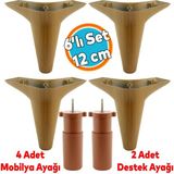 6'Lı Set Mobilya Tv Ünitesi Çekyat Koltuk Kanepe Destek Ayağı 12 Cm Koyu Ceviz Baza Ayakları M8