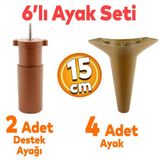 6'Lı Set Mobilya Tv Ünitesi Çekyat Koltuk Kanepe Destek Ayağı 15 Cm Ceviz Baza Ayakları M8 Destek