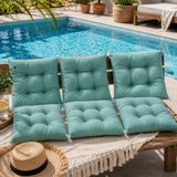 6'lı Set Sandalye Minderi 40x40 cm, Kapitone Dolgulu Pamuklu Mutfak Yemek Masası Sandalye Yastığı, Bağcıklı Oturma Minderi