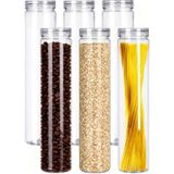 6'lı Set Şeffaf Plastik Kapaklı Gıda Saklama Kavanozu, Spagetti, Makarna ve Kuru Ürünler için Yuvarlak Şeffaf İnce Saklama Kabı (Şeffaf 6 adet)