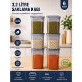 6lı Set Strip Mega Boy Erzak Saklama Kabı 3,5 Litre Antrasit