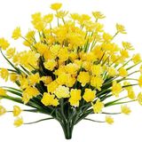 6Lı Set Yapay Çiçek Sazlı Lotus Sarı Renk 7 Dal Plastik 30Cm