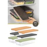 6’Lı Sığ Buzdolabı Düzenleyici Set, Buzluk Derin Dondurucu Buzdolabı İnce Saklama Kabı 6X1300ml