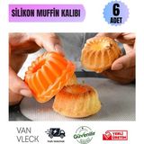 6’lı Silikon Muffin Kek Kalıbı – Küçük Boy, Yapışmaz, Esnek ve Yıkanabilir Cupcake Kalıbı Seti - 26 x 26 x 7 cm