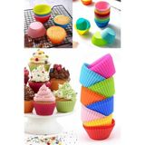 6'lı Silikon Muffin Kek Kapsülü Yeniden Kullanılabilir Cupcake Browni Kek Kalıbı Renkli
