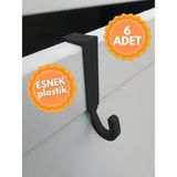 6'lı Siyah Çok Amaçlı Çekmece ve Dolap Kapağı Askısı - Seçenek 1 - Açık Gri