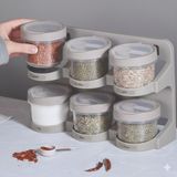 6’lı Standlı Baharatlık Seti – Ölçü Kaşıklı, Bpa Free, Şeffaf Tasarım (24 Adet Etiketli) - Gri