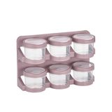 6’lı Standlı Baharatlık Seti – Ölçü Kaşıklı, Bpa Free, Şeffaf Tasarım (24 Adet Etiketli) - Pudra