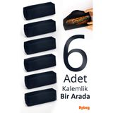 6’Lı Su Geçirmez İmperteks Kumaş Kalemlik Seti Siyah Büyük Kapasiteli Fermuarlı Kalem Çantası 19X8x4 Cm