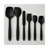 6lı Takım Yanmaz Yapışmaz Mutfak Pasta Slikon Yumurta Fırçası Kaşık Bıçak Spatula Seti Koza Gift - Siyah