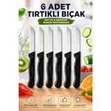 6’lı Tırtıklı Meyve Sebze Bıçağı Seti Siyah Saplı Domates Ekmek Kahvaltı Bıçağı