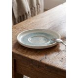 6'lı Toledo Heybeli Çay Bardağı Tabağı 12 cm Dijital Asel Desenli Rinart Porselen Şık Çay Sunum Tabağı - 100 ml - Krem