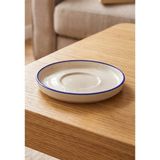 6'lı Toledo Heybeli Çay Bardağı Tabağı 12 cm Rim Lacivert Rinart Porselen Şık Çay Sunum Tabağı - 100 ml - Krem