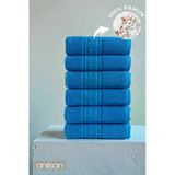 6'Lı Turkuaz Greek El Havlusu - 50X90 Cm, 225 Gr, %100 Pamuk, Spa Ve Otel Havlusu