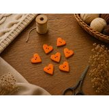6'Lı Turuncu El Yapımı Polimer Kil Kalp Düğme 1,5 Cm Dekoratif Örgü, Bebek Yeleği Ve Amigurumi Düğmesi