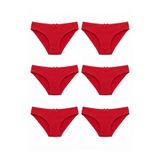 6'lı Tutku Kadın Pamuklu Fiyonklu İnce Bel Bikini Külot Seti (Kırmızı, M-L)
