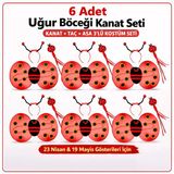 6'Lı Uğur Böceği Ateş Böceği Kostüm Seti – Kanat Taç Asa (5067)