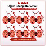 6'Lı Uğur Böceği Ateş Böceği Kostüm Seti – Kanat Taç Asa (5433)