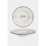 6'lı Valencia Makarna Tabak 27CM Rim Lacivert Rinart - 225 ml - Krem