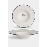 6'lı Valencia Makarna Tabak 28CM Rim Lacivert Rinart - 225 ml - Krem