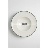 6'lı Valencia Makarna Tabak 28CM Rim Yeşil Rinart - 225 ml - Krem