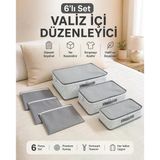 6’Lı Valiz İçi Düzenleyici Hurç Seti Bavul Organizer Set,Seyahat Çanta Düzenleyici (Premium Kumaş)