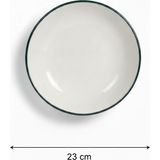 6'lı Venue Çukur Tabak 23CM Rim Yeşil Rinart - 225 ml - Krem