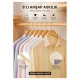 6'Lı Vernikli Doğal Ahşap Elbise Askısı - Ceket Gömlek Pantolon Askılığı Dayanıklı Ahşap Askı