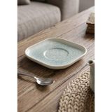 6'lı Verona Kare Çay Bardağı Tabağı 11,5X11,5 cm Dijital Asel Desenli Rinart Porselen Şık Çay Sunum Tabağı - 100 ml - Krem
