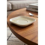 6'lı Verona Kare Çay Bardağı Tabağı 11,5X11,5 cm Dijital Dotti-A Desenli Rinart Porselen Şık Çay Sunum Tabağı - 100 ml - Krem