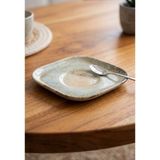 6'lı Verona Kare Çay Bardağı Tabağı 11,5X11,5 cm Dijital Obvara Desenli Rinart Porselen Şık Çay Sunum Tabağı - 100 ml - Krem